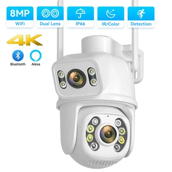 8MP 4K Κάμερα WIFI IP PTZ Διπλός Φακός με τη Διπλή Οθόνη Ai Ανθρώπινη Ανιχνεύσει Νυχτερινής Όρασης Υπαίθρια Wifi Κάμερα Παρακολούθησης ICsee