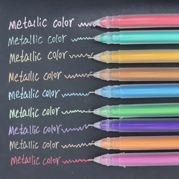 9Pcs/Set Μεταλλικό Χρώμα Μαρκαδόρο Gel Στυλό για το Έγγραφο Σχεδίων Άλμπουμ Εφημερίδα DIY Σχολείο Προμήθειες τέχνης Χαρτικά