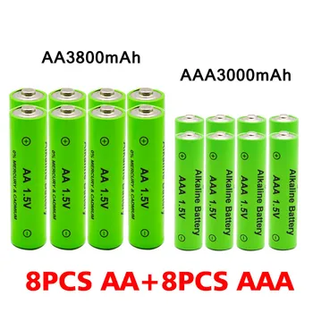 AA + AAA επαναφορτιζόμενες AA 1.5 V 3800mAh/1.5 V AAA Αλκαλική μπαταρία 3000mah φακό παιχνίδια ρολόι MP3 player αντικατάσταση μπαταριών Νι-Mh