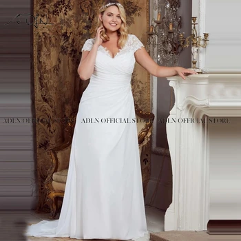 ADLN Παραλία Γάμο Φορέματα Ρόμπα de Mariage Κομψή Δαντέλα Επιθήματα Σιφόν Συν Μέγεθος Νυφικό Φορέματα Vestido de Novia