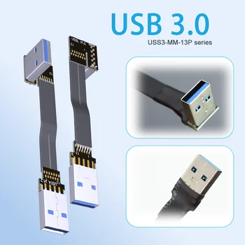 ADT Συνήθειας USB 3.0 στο Αρσενικό Ultra-Thin FPV FPC την Επίπεδη Κορδέλα Καλώδιο Επέκτασης Τύπου A Αρσενικό Σε USB A Αρσενικό Extender το Διπλάσιο Ψάρεψε το