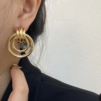 AENSOA Μόδας 2022 Μεγάλο Στρογγυλό Γεωμετρικά Δήλωση Σκουλαρίκια για τις Γυναίκες, Κορίτσι Πολυεπίπεδη Κύκλο σε Χρυσό Χρώμα Κρέμεται Κόσμημα Σκουλαρικιών