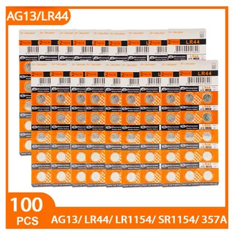 AG13 1.55 V 100PCS Κουμπί Μπαταρία LR44 357A S76E Κουμπί Αλκαλικών Μπαταριών Κυττάρων για τη Κάμερα Υπολογιστής Ηλεκτρονικά Παιχνίδια
