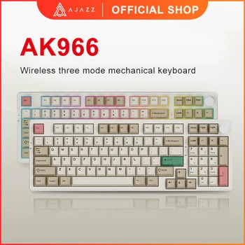 AJAZZ AK966 96 κλειδώνει το RGB Καυτός-swappable Πληκτρολόγια Bluetooth Μηχανικό Πληκτρολόγιο Πληκτρολόγιο Τυχερού παιχνιδιού Tri-mode for Mac και Windows