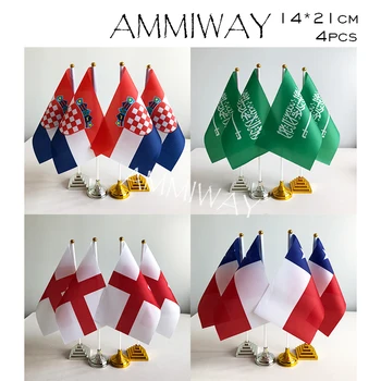 AMMIWAY 14x21cm 4pcs Κροατία κροατική Σαουδική Αραβία Πίνακα Σημαίες Αγγλία, Χιλή Χώρα του Κόσμου Γραφείο Σημαία με το Πλαστικό στήριγμα της Βάσης