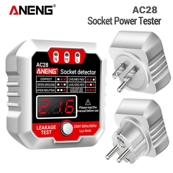 ANENG AC28 Ψηφιακή Υποδοχή Δύναμης Ελεγκτής 250V 50Hz/60Hz Υποδοχή Πολικότητα Ανιχνευτής Τάσης Ελεγκτής Διακοπτών Finder ΕΕ/ΗΠΑ Plug