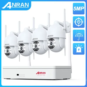 ANRAN 5MP Ασύρματο Σύστημα Παρακολούθησης 8CH NVR CCTV Kit 360° PTZ Υπαίθρια Κάμερα Ασφαλείας Wifi, διπλής Κατεύθυνσης Ήχος Χρώματος Νυχτερινής Όρασης