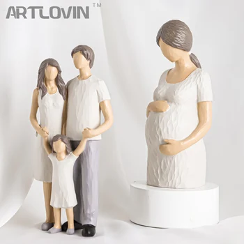 ARTLOVIN Οικογένεια Τρία έγκυρα Στοιχεία Εύχρηστο Βαμμένο Χαρακτήρα Ειδώλια Μητέρα Προτομή Μινιατούρες Γιόγκα Γυναίκα Γλυπτό Δώρα Νέα