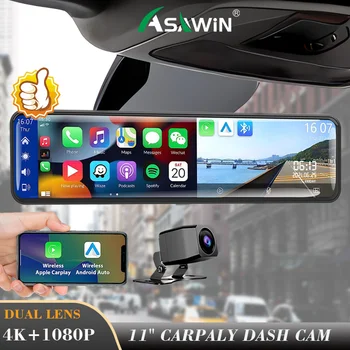 Asawin Carplay 4K Καθρέφτη κάμερα WIFI Android Apple φωνητικού Ελέγχου Bluetooth Κλήση FM 11 Διπλός Φακός Κάμερας HD Αντίστροφη Imag