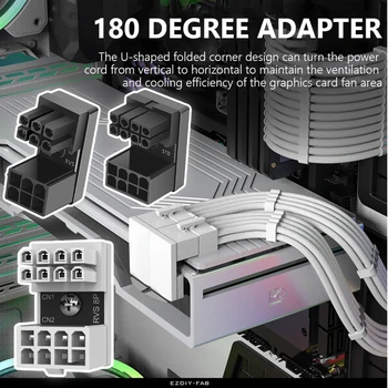 ATX GPU Προσαρμοστής Αγκώνα Κεφάλι 8Pin 6Pin Θηλυκός 8Pin 6Pin Αρσενικό 180 Μοιρών γωνία υδραυλικό Τιμόνι Υποδοχή για Desktop Κάρτα γραφικών