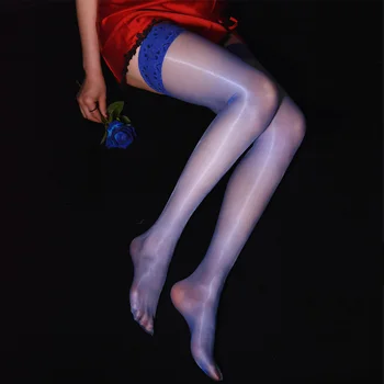 Aurora Γυναίκες 1D Εξαιρετικά Λεπτή Αόρατη Κάλτσες Πετρελαίου Λαμπερό Μαγικό Σέξι Lace Top Γυναικεία Ελαστική Κάλτσα Μη-slip Κάλτσες Σιλικόνης
