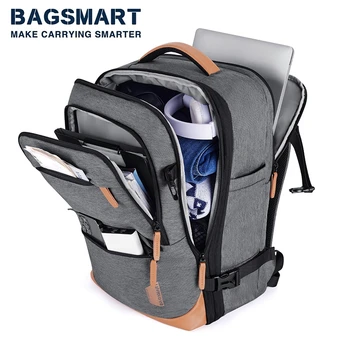 BAGSMART Backpack Ταξιδιού Άνδρες Επιχείρηση Σακίδιο Σχολείο Επεκτάσιμη USB Μεγάλη περιεκτικότητα Τσαντών Lap-top 17.3 Αδιάβροχη Καμπίνα Σακίδιο
