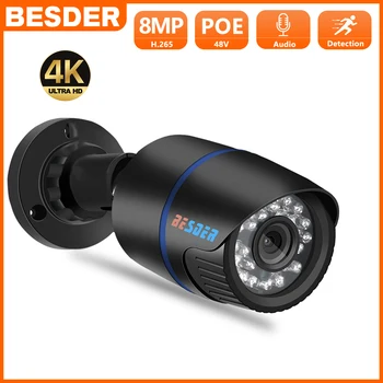 BESDER Ultra HD 8MP 4K 48V POE IP Κάμερα 5MP 3MP 1080P Ανίχνευση Κινήσεων RTSP Επιφυλακή Ηλεκτρονικού ταχυδρομείου τηλεοπτικά Κάμερα Παρακολούθησης CCTV XMEye