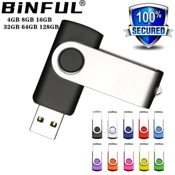 BINFUL 360° Περιστροφή Μετάλλων USB 64GB Δίσκος Για Βασικό Μίνι USB Flash Drive 4GB-32GB Δροσερό Pendrive 8GB Drive Μανδρών 128G 16G USB Stick Χρώμα