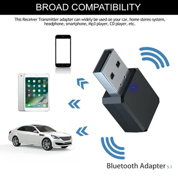 Bluetooth-συμβατό σύστημα 5.1 Ακουστικός Δέκτης Διπλή Έξοδος AUX USB Στερεοφωνικά Αυτοκινήτων Hands-free Κλήσεων Ενσωματωμένο Μικρόφωνο Μικρόφωνο Ασύρματο Προσαρμογέα