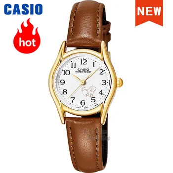 Casio παρακολουθήστε για τις γυναίκες Set top εμπορικών σημάτων πολυτέλειας Στεγανοποιούν το Χαλαζία Wristwatch Απλό μικρό στρογγυλό Χαριτωμένο Κουτάβι Μοτίβο Δείκτη Ρολόι