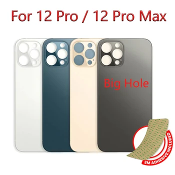 COEM Για το iPhone 12 Pro Max Πίσω Γυαλί Μεγάλη Τρύπα Πίσω Πόρτα Γυαλιού Για το iPhone 12 Pro Πίσω Κάλυψης Μερών Αντικατάστασης με την Αυτοκόλλητη ετικέττα της 3M