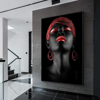 Contemplator Μαύρο Αφρικανική Γυμνή Γυναίκα ελαιογραφία σε Καμβά, Αφίσες και Εκτυπώσεις Σκανδιναβική Τέχνη Τοίχων Εικόνα για το καθιστικό