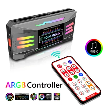 COOLMOON Ελεγκτής των RGB Οδηγήσεων Για το Pc Περίπτωση 4Pin PWM 5V 3Pin ARGB Ανεμιστήρας Ventilador Smart Remote Μουσική Ρυθμό Ελέγχου Έκδοσης