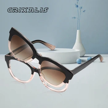 CRIXALIS Μάτι της Γάτας Μπλε Ελαφριά Γυαλιά Γυναίκες Clip-On γυαλιά Ηλίου Πολωμένο Φακούς Γυναικεία Μόδα Συνταγή Eyewear Πλαισίων UV400