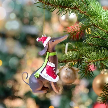 Dachshunds Σκυλί Χριστουγεννιάτικο Δέντρο Πτώση Διακόσμηση Παραθύρων Πορτών Κρεμώντας Διακόσμηση Βελούδο Τέχνη Για Τα Χριστούγεννα Κόμμα Διακοπές Διακόσμηση Του Σπιτιού