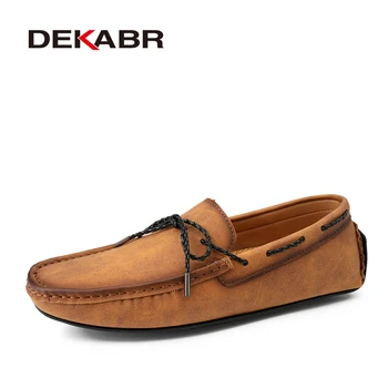 DEKABR Μόδας Άνδρες Παπούτσια Γνήσιο Δέρμα Casual Παπούτσια το Καλοκαίρι Κλασικό Mens Loafers Elegantes Slip Για Άνδρες Διαμερίσματα Οδήγησης Παπούτσια