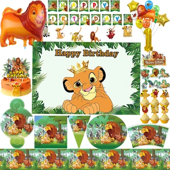 Disney Lion King Simba Θέμα τα Παιδιά Διακοσμήσεις Κόμμα Πιάτο Χαρτί ΚΎΠΕΛΛΟ Τραπεζομάντιλο Φόντο Μπαλόνια Για το Αγόρι Γενεθλίων Διακόσμηση Προμήθειες