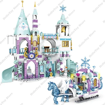 Disney Princess Elsa Άννα Lec Σειράς Του Castle Building Block Μεταφορά Έλκηθρο Βαγόνι Τούβλο Σύνολο Κλασική Ταινία Διαμορφώστε Το Παιχνίδι Τα Παιδιά Τα Κορίτσια Δώρο