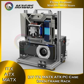 DIY Gamers Γραφείο MOD ITX, MATX Περίπτωση PC Ανοικτό Πλαίσιο Αργιλίου Δημιουργική ATX Tower Desktop Gaming Υπολογιστή Σασί Rack