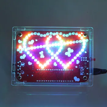 DIY Εξάρτηση των ΟΔΗΓΉΣΕΩΝ Διπλός-Καρδιά-διαμορφωμένο Μουσικό Αναβοσβήνει Σκηνή Φως Ηλεκτρονικής Έργα Συγκολλώντας Πρακτική Καρδιά Αγάπη