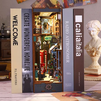 Diy Ξύλινο Βιβλίο Γωνιά Ράφι Εισαγάγετε Το Κτίριο Εξαρτήσεις Μικροσκοπικό Νησί Για Διακοπές Βιβλιοστάτες Κούκλα Σπίτια Ράφι Χειροποίητα Δώρα Για Τον Ενήλικο