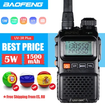Dual Band Baofeng την Ομιλούσα ταινία walkie UV-3R Συν VHF UHF Φορητός Ραδιο UV3R+ FM Πομποδέκτης διπλής Κατεύθυνσης Ραδιόφωνο CB Radio Αναβάθμιση UV3R