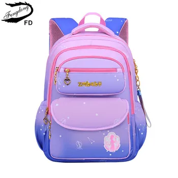 Fengdong δημοτικό σχολείο τσάντες για τα κορίτσια, χαριτωμένο ροζ μπλε τσάντα μαθητή ορθοπεδικά αδιάβροχο σακίδιο σχολική τσάντα dropshipping