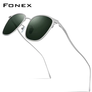 FONEX Καθαρό Τιτανίου γυαλιά Ηλίου Ανδρών Νέα Μόδα Ρετρό Vintage Τετράγωνο Υψηλής Ποιότητας Πολωμένα UV400 Γυαλιά ηλίου για τις Γυναίκες 8522