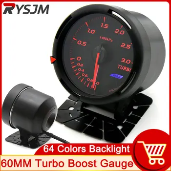 H 64 Χρώματα 60mm Turbo Boost Μετρητής Πίεσης Αυτοκίνητο Στροφόμετρο Βολτ Νερό Θερμοκρασίας Λαδιού Θερμοκρασία Λαδιού, Πιέστε το πλήκτρο Rpm Κενό Auto Gauge Μετρητής