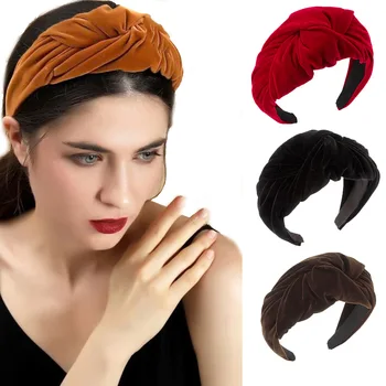 Haimeikang Χειμώνα Το Βελούδο Κορδέλα Headwear Για Τις Γυναίκες Παχύ Floral Στεφάνι Μαλλιά Στεφάνι Γυναικεία Μόδα Κορδέλες Για Τα Μαλλιά Αξεσουάρ Για Τα Μαλλιά