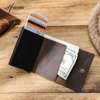 Hiram RFID Κατόχων Καρτών Πορτοφολιών για τα άτομα με Πιστωτική Κάρτα Κάτοχος Χρήματα Τσάντα Επιχειρήσεων για άνδρες και για Γυναίκες Γνήσιο Δέρμα του Κατόχου της κάρτας Κιβώτιο Αργιλίου