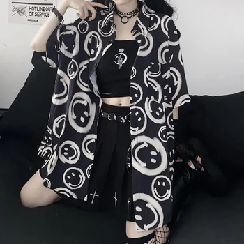 HOUZHOU Goth Πουκάμισο Γυναικών Vintage Γοτθικό Υπερμεγέθη Καλοκαίρι του 2022 Μόδας Μαύρο Κοντό Μισό Μανίκι Harajuku Μπλούζα Γυναικεία Dropshipping