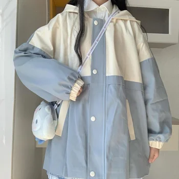 HOUZHOU Harajuku Σακάκια των Γυναικών Χαριτωμένο Vintage Υπερμεγέθη Φερμουάρ Βασικές Συνονθύλευμα Πανεπιστήμιο Παλτό για τα Κορίτσια κορέας Μόδας Άνοιξη
