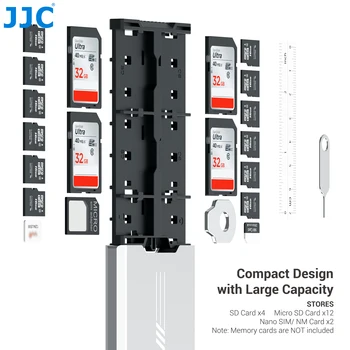 JJC Pop-up Σχέδιο SD Κάρτα Κάτοχος Περίπτωσης Μετάλλων Σκληρή Shell Κάρτα Μνήμης Microsd Κιβώτιο Αποθήκευσης για SD/ Micro SD/ TF/ Νανο προσαρμοστής SIM/ NM Κάρτες