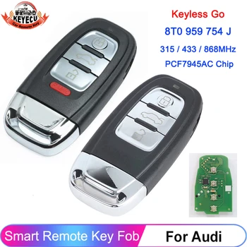KEYECU XHORSE XSADJ1GL VVDI Keyless πηγαίνει Αυτοκίνητο Κλειδί Ελέγχου 754J 315MHz 433MHz 868MHz Για Audi Q5 A4L A5 A6L A7 A8 A8L Smart Remote