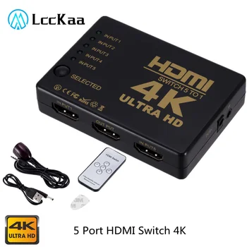 LccKaa συμβατή με HDMI Switcher 4K HD1080P 5 Λιμένας HD Διακόπτη Επιλογέα Splitter Με το Hub το Μακρινό Ελεγκτή IR Για HDTV, DVD, ΚΙΒΏΤΙΟ TV