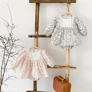 MILANCEL 2021 Ιματισμού Μωρών Μικρών παιδιών Κοριτσιών Ρούχα Floral Κορμάκι Δαντέλα Ρούχα