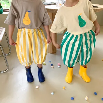 MILANCEL Καλοκαίρι Νέα Παιδιά Ρούχα Ριγέ Παντελόνια Harem Χαλαρή Βαμβακερά Ενδύματα για τ ' Αδέλφια