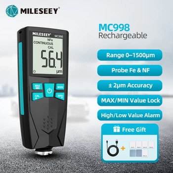 Mileseey Νέα MC998 Μετρητής Πάχους Επιστρώματος,Βαφή Αυτοκινήτων Ταινία Detecter, η Σειρά 0~1500µm, Ακρίβεια ±(3%+2µm), Για συμφωνία για το Αυτοκίνητο