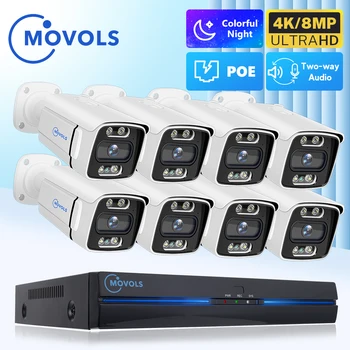Movols Βίντεο Κάμερα Παρακολούθησης ΣΗΜΕΊΟΥ εισόδου Σύστημα 4K 8MP 5MP Χρώμα Ασφαλείας Νυχτερινής Όρασης CCTV IP NVR H. 265 P2P Σετ Ηχείων Εξάρτηση