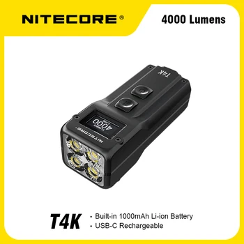 NITECORE T4K 4000 μονάδες Λούμεν 4xCREE Φορητός Φακός Keychain USB Επανακαταλογηστέο Χρησιμοποιεί XP-12 V6 Μίνι Οδηγημένο Φως Φανών