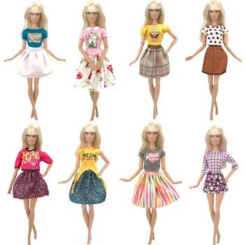NK 1 Σύνολο Μόδας Υπέροχο Φόρεμα Μίνι Φόρεμα Τυπωμένων υλών Λουλουδιών Γαμήλια Πάρτι Φούστα Καθημερινά Ρούχα για την Barbie Κούκλα Αξεσουάρ γυναικείο Παιχνίδι JJ