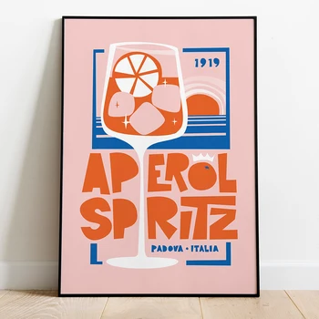 Nordic Αφίσα Ρετρό Κοκτέιλ Aperol Spritz Ζωγραφική Καμβά Vintage Art Print Μινιμαλισμό Σύγχρονη Εικόνα Τοίχο Κουζίνα Διακόσμηση Του Σπιτιού