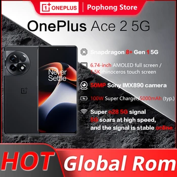 Oiginal OnePlus ACE 2 Παγκόσμια Rom 5G κινητό τηλέφωνο 6.74 Ιντσών 3D AMOLED Snapdragon 8+ Octa επεξεργαστή Core 50MP Τριπλή Κάμερα 100W SuperVooc